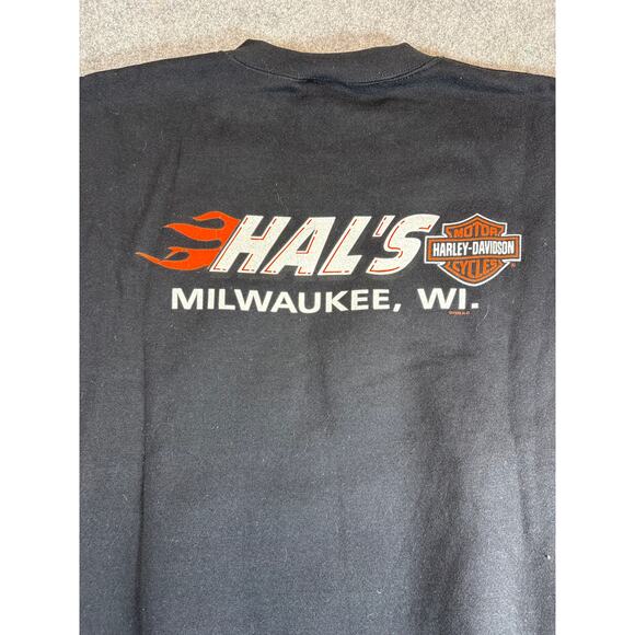 Vtg 90s Harley Davidson Sweatshirt Mens 2XL Black Hal's Milwaukee Wisconsin USA - Picture 6 of 6